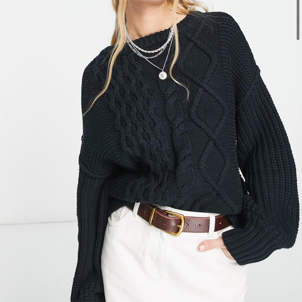 Free People Dream Cable Crewneck